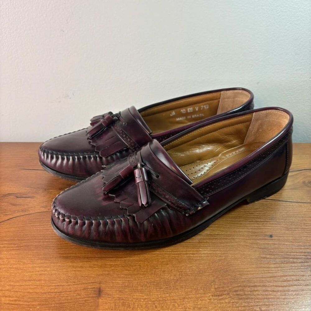 G.H. Bass & Co. Tassel Loafers Mens 10 EE Burgundy Leather Kiltie Slip On Dress